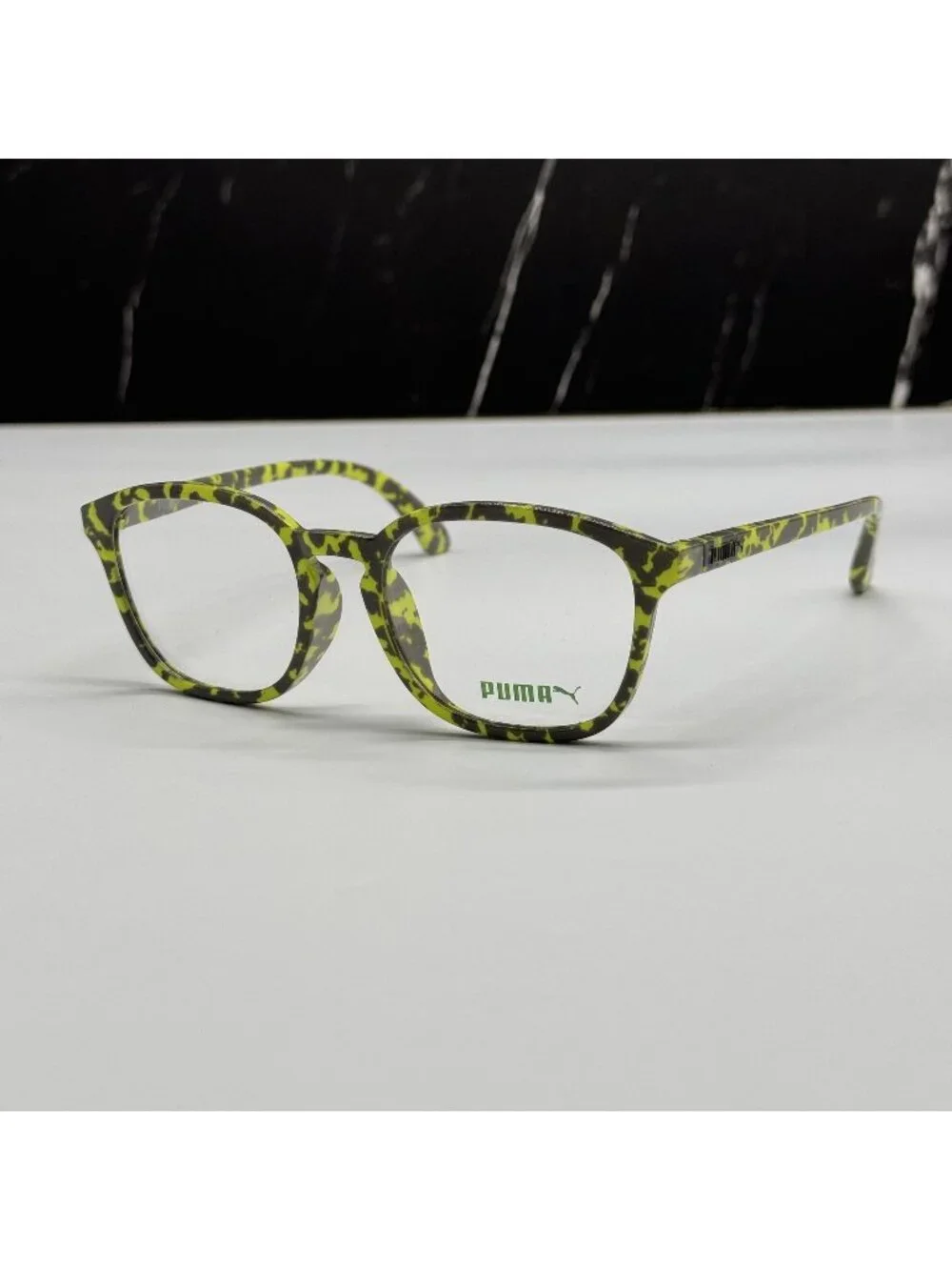 Puma PU0080OA 004 Yellow Gray Round Kids Eyeglasses NEW